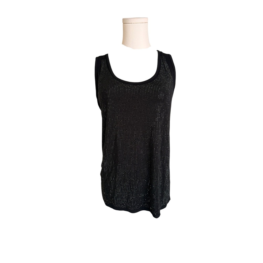 Vocal USA Black Rhinestone Tank Top Small Y2K McBling Made in USA